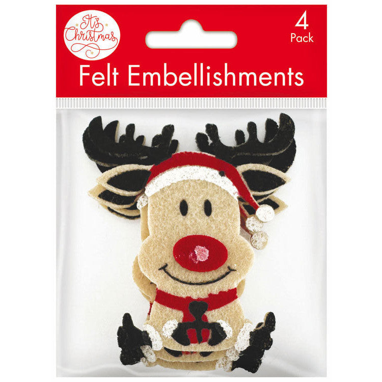 Porta Craft Felt Reindeer Embellishments 4pk