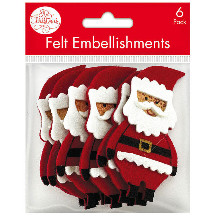Porta Craft Felt Santa Embellishments 6pk