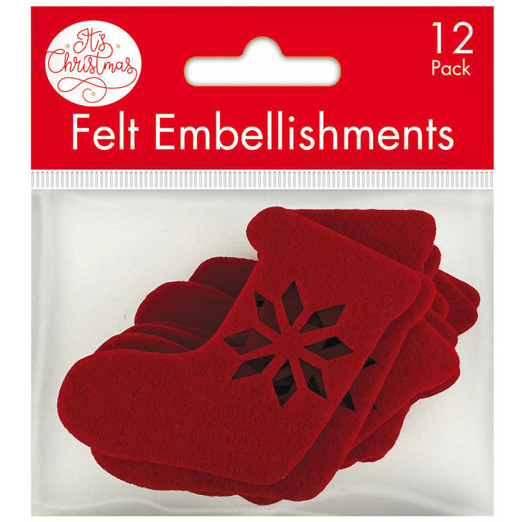 Porta Craft Felt Christmas Stocking Embellishments 12pk